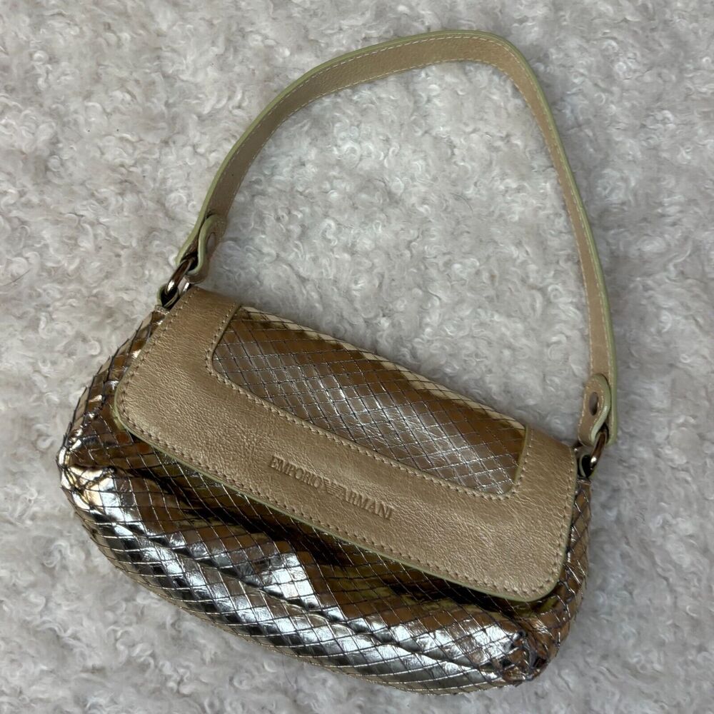 Emporio Armani Metallic Gold and Silver Shoulder Bag